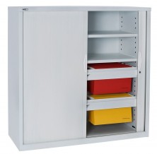 Tambour Door Cupboard. 3 Heights. 3 Widths. Many Shelf Options. White Or Grey